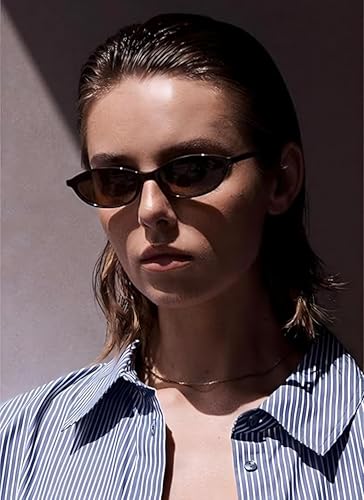 YMRFW Retro Oval Cat Eye Sunglasses for Women UV Protection Trendy Narrow Shades